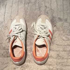 Adidas Sambas White and Peach Classic Sneakers